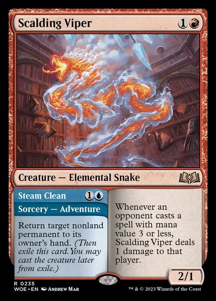 Scalding Viper // Steam Clean, Magic card WOE 235 — Wilds of Eldraine set