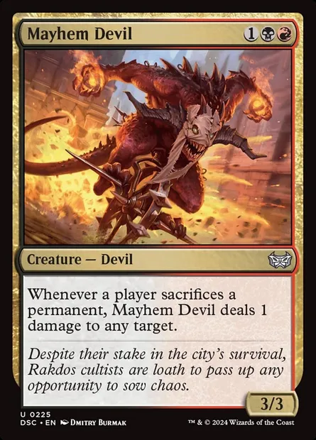 Mayhem Devil, Magic card DSC 225 — Duskmourn: House of Horror Commander set