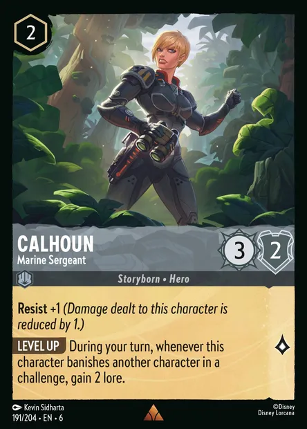 Calhoun - Marine Sergeant, Disney Lorcana card CH6-191 — Azurite Sea set