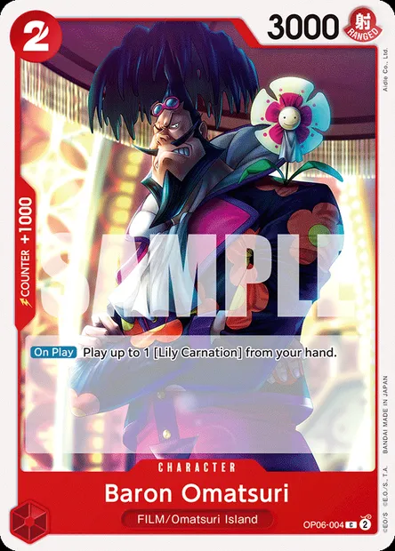 Baron Omatsuri, One Piece card OP06-004 — WINGS OF THE CAPTAIN set