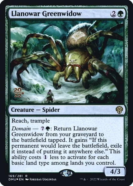 Llanowar Greenwidow, Magic card PDMU 169s — Dominaria United Promos set