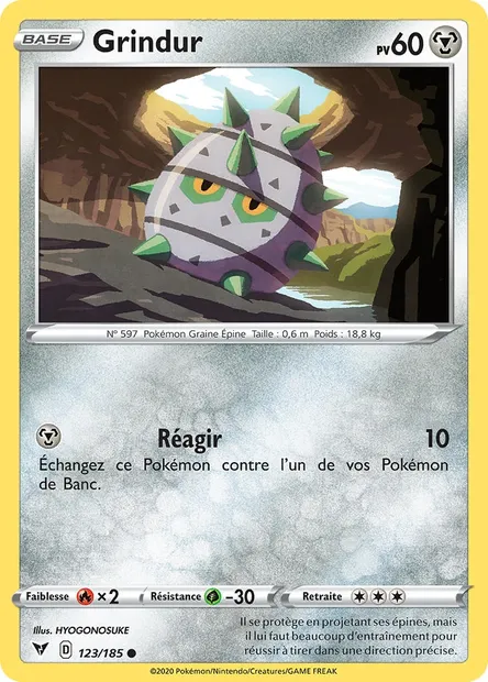 Grindur, carte Pokémon VIV 123 — extension Voltage Éclatant