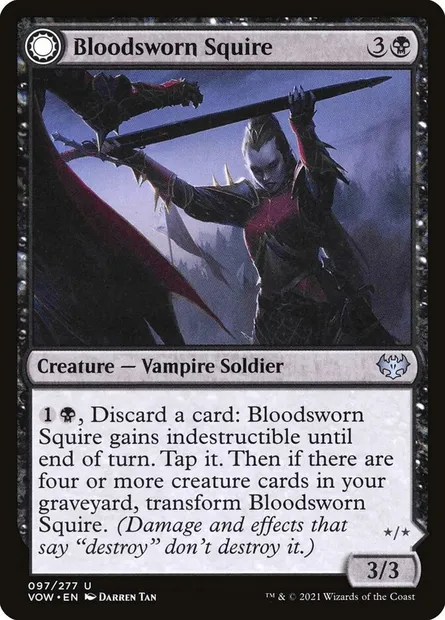 Bloodsworn Squire // Bloodsworn Knight, Magic card VOW 97 — Innistrad: Crimson Vow set