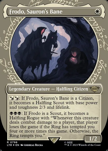 Frodo, fléau de Sauron, carte Magic LTR 796 — extension Le Seigneur des Anneaux : chroniques de la Terre du Milieu