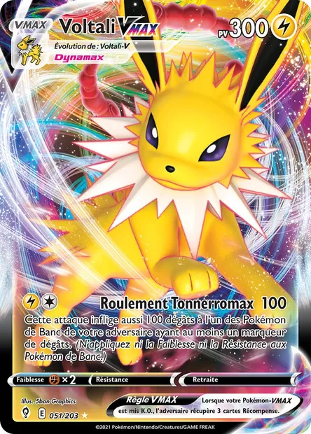 Voltali VMAX, carte Pokémon EVS 51 — extension Évolution Céleste
