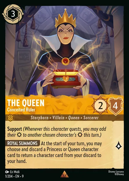 The Queen - Conceited Ruler, Disney Lorcana card CH9-001 — Fabled set