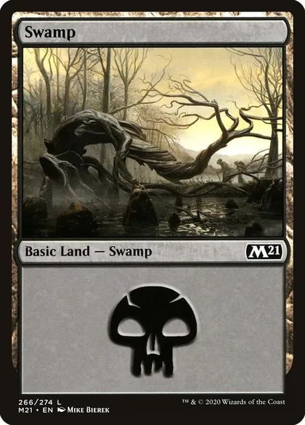 Swamp, Magic card M21 266 — Core Set 2021 set
