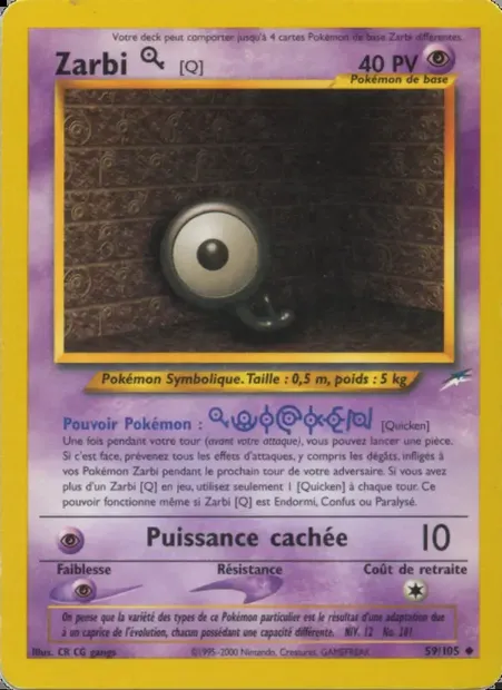 Zarbi Q, carte Pokémon NDE 59 — extension Neo Destiny
