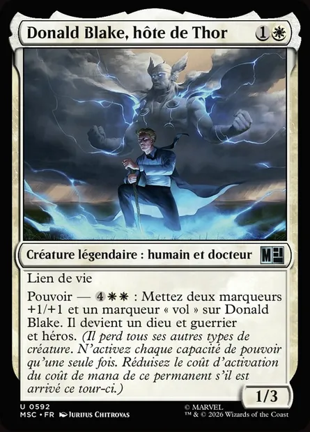 Donald Blake, hôte de Thor, carte Magic MSC 592 — extension Marvel Super Heroes Commander