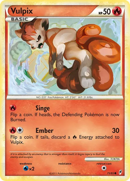 Vulpix, Pokémon card CL 75 — Call of Legends set