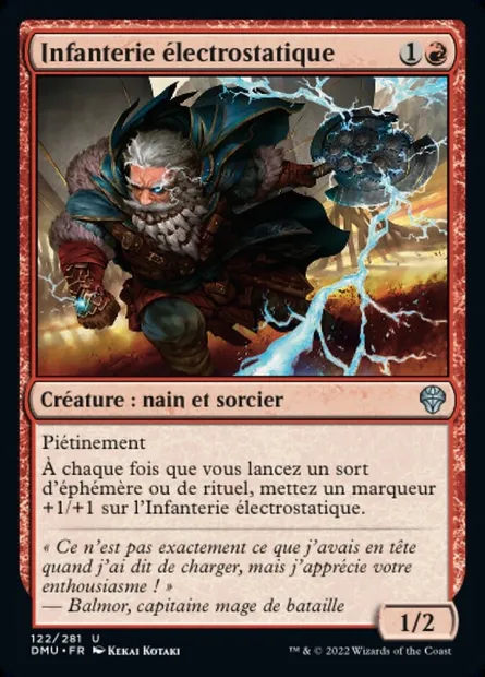 Infanterie électrostatique, carte Magic DMU 122 — extension Dominaria Uni