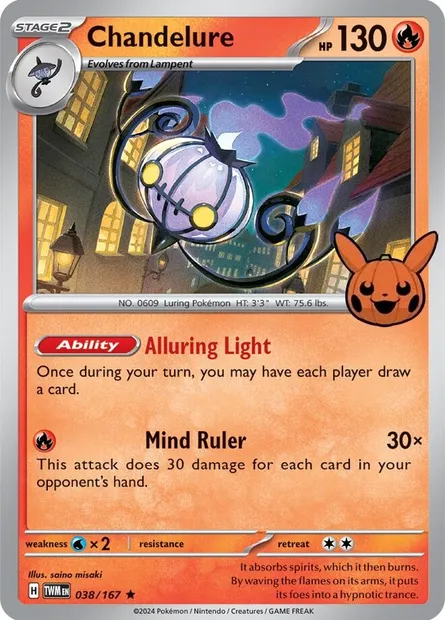 Chandelure, Pokémon card TOT24 038 — Trick or Trade 2024 set