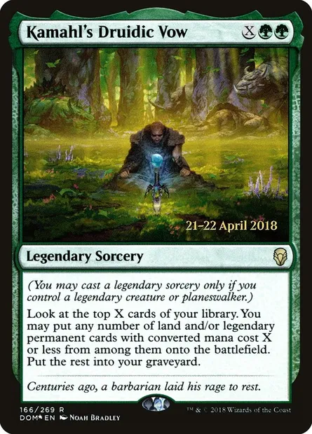Kamahl's Druidic Vow, Magic card PDOM 166s — Dominaria Promos set