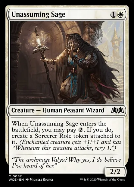 Unassuming Sage, Magic card WOE 37 — Wilds of Eldraine set