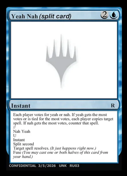 Yeah Nah // Nah Yeah, carte Magic UNK RU03e — extension Unknown Event