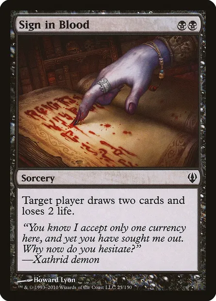 Signature de sang, carte Magic ARC 25 — extension Archenemy