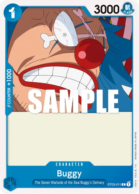 Buggy, One Piece card ST03-011 — The Seven Warlords of the Sea set