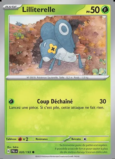 Lilliterelle, carte Pokémon PAL 020 — extension Évolutions à Paldea