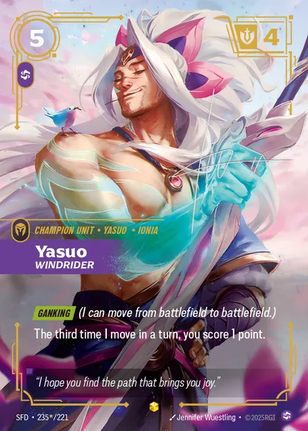Yasuo, Riftbound card SFD 235* — Spiritforged set