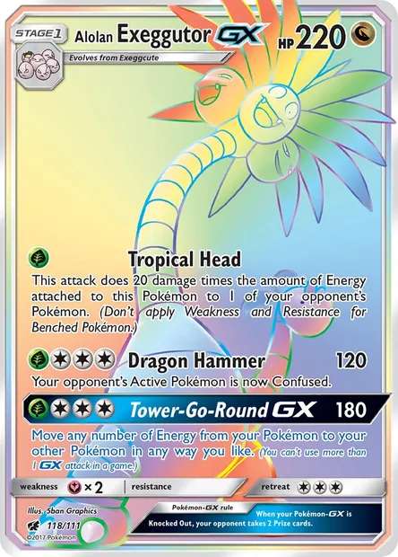 Alolan Exeggutor GX, Pokémon card CIN 118 — Crimson Invasion set