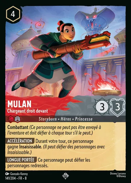Mulan - Chargeant droit devant, carte Disney Lorcana CH8-141 — extension Le Règne de Jafar