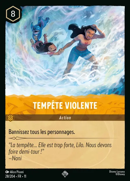 Tempête violente, carte Disney Lorcana CH11-028 — extension Givresort