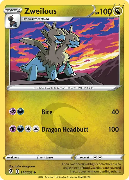 Zweilous, Pokémon card EVS 114 — Evolving Skies set