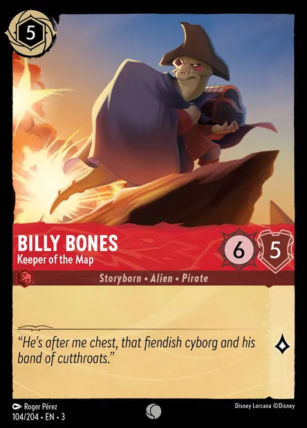 Billy Bones - Keeper of the Map, Disney Lorcana card CH3-104 — Into the Inklands set