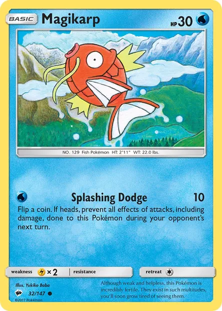 Magikarp, Pokémon card BUS 32 — Burning Shadows set
