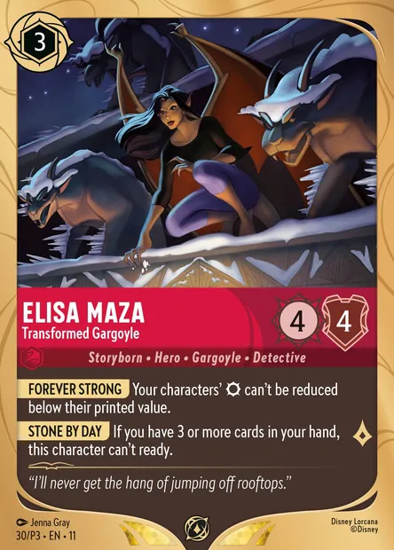Elisa Maza - Transformed Gargoyle, Disney Lorcana card P3-030 — P3 set