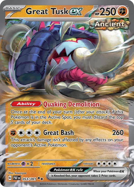 Great Tusk ex, Pokémon card PAF 053 — Paldean Fates set