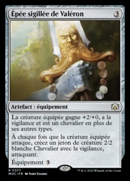 Épée sigillée de Valéron, carte Magic MOC 377 — extension March of the Machine Commander