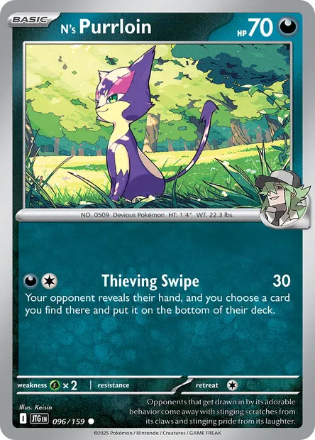 N's Purrloin, Pokémon card JTG 096 — Journey Together set