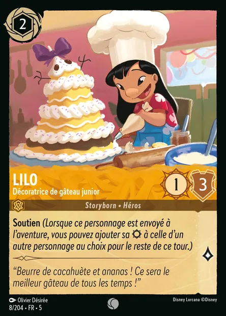 Lilo - Décoratrice de gâteau junior, carte Disney Lorcana CH5-008 — extension Ciel Scintillant