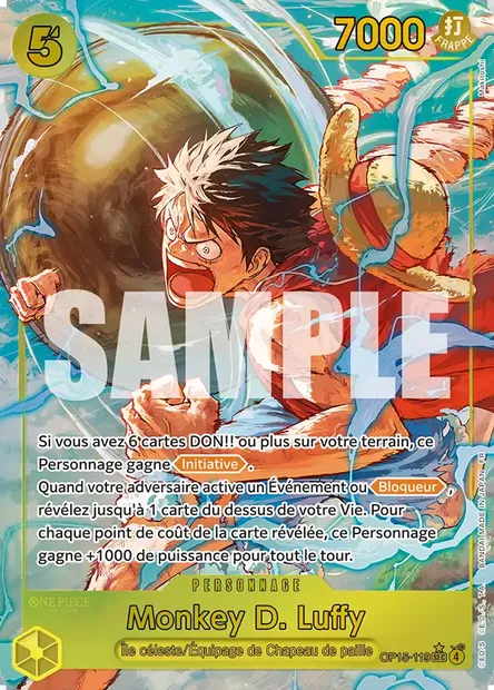 Monkey D. Luffy, carte One Piece OP15-119 — extension AVENTURE SUR L'ÎLE DE DIEU