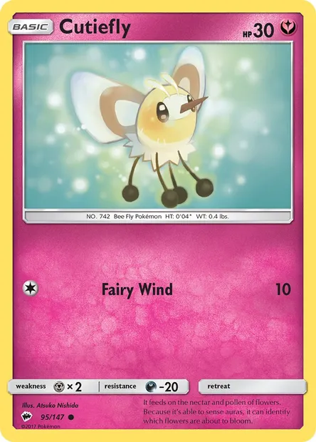 Cutiefly, Pokémon card BUS 95 — Burning Shadows set