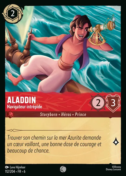 Aladdin - Navigateur intrépide, carte Disney Lorcana CH6-112 — extension La Mer Azurite
