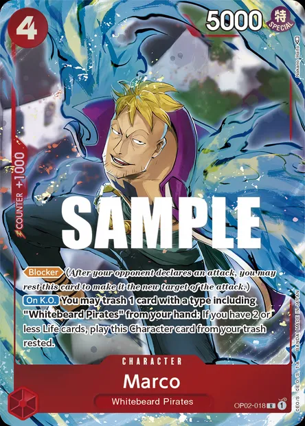 Marco, One Piece card OP02-018 — PARAMOUNT WAR set