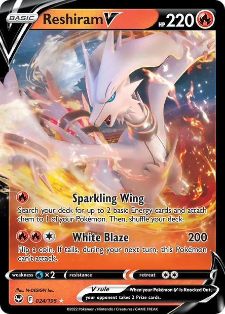 Reshiram V, Pokémon card SIT 024 — Silver Tempest set