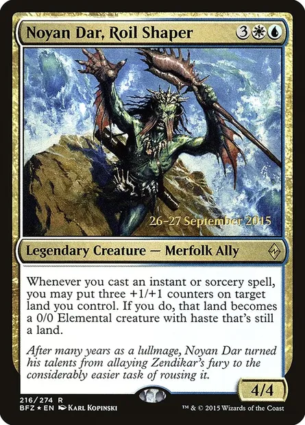 Noyan Dar, Roil Shaper, Magic card PBFZ 216s — Battle for Zendikar Promos set