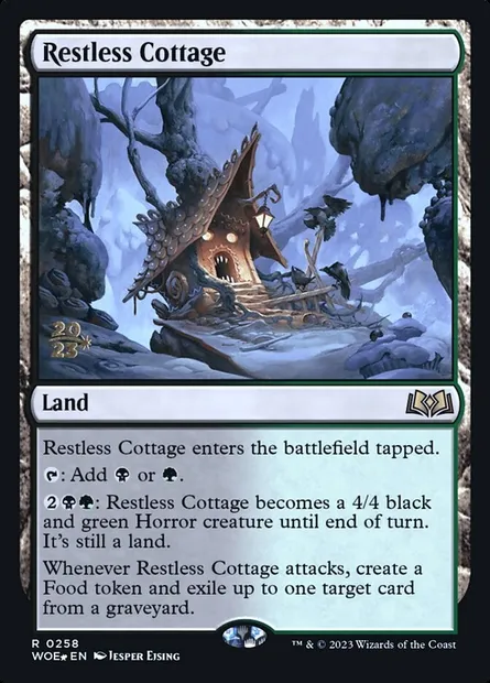 Maisonnette tourmentée, carte Magic PWOE 258s — extension Wilds of Eldraine Promos