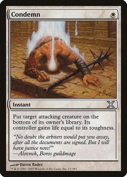 Condemn, Magic card 10E 13 — Tenth Edition set