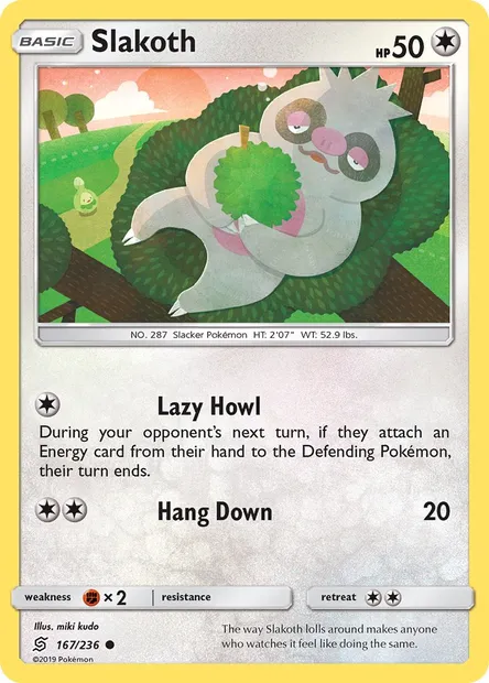 Slakoth, Pokémon card UNM 167 — Unified Minds set