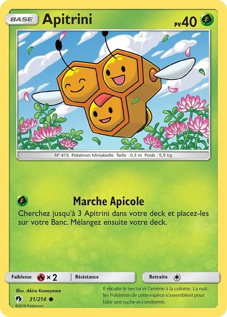 Apitrini, carte Pokémon LOT 31 — extension Tonnerre Perdu
