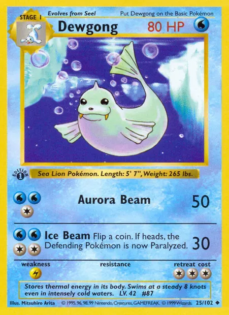 Dewgong, Pokémon card BS 25 — Base Set set