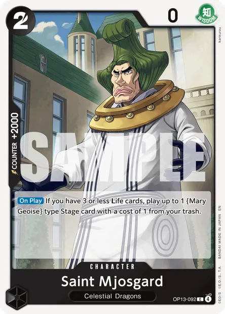 Saint Mjosgard, One Piece card OP13-092 — CARRYING ON HIS WILL set