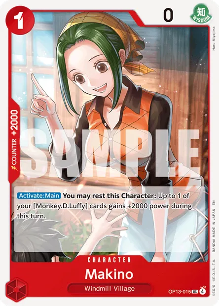 Makino, One Piece card OP13-015 — CARRYING ON HIS WILL set