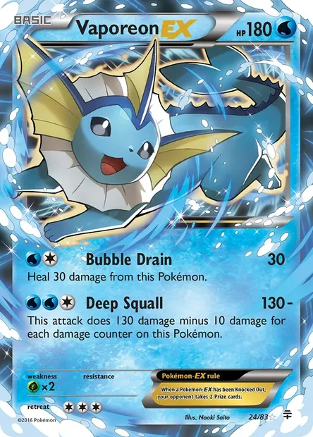 Vaporeon EX, Pokémon card GEN 24 — Generations set