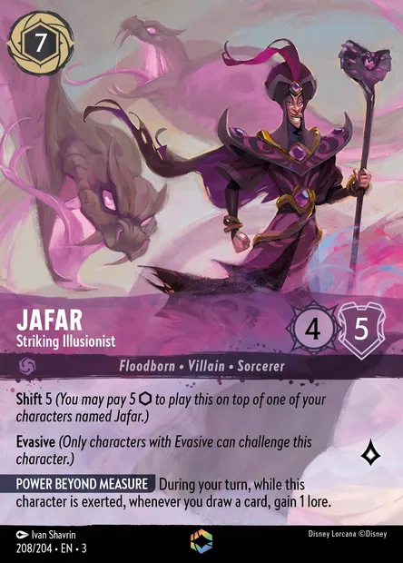 Jafar - Striking Illusionist, Disney Lorcana card CH3-208 — Into the Inklands set