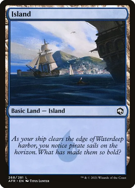 Island, Magic card AFR 268 — Adventures in the Forgotten Realms set